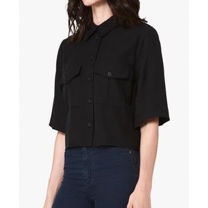 Black crop button-up collar top by The Fifth Label